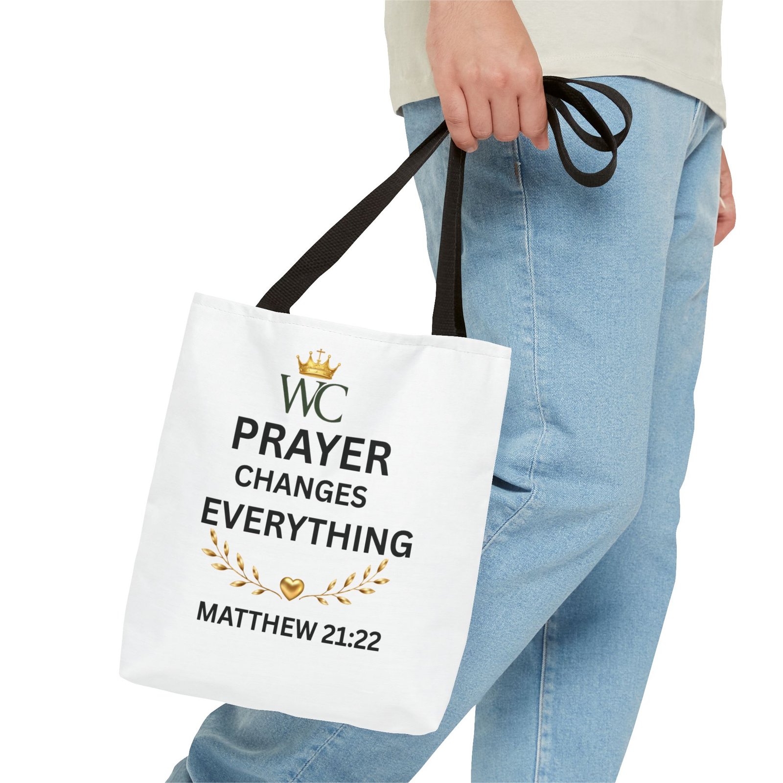 Prayer Changes Everything Tote Bag (AOP) - Image 3
