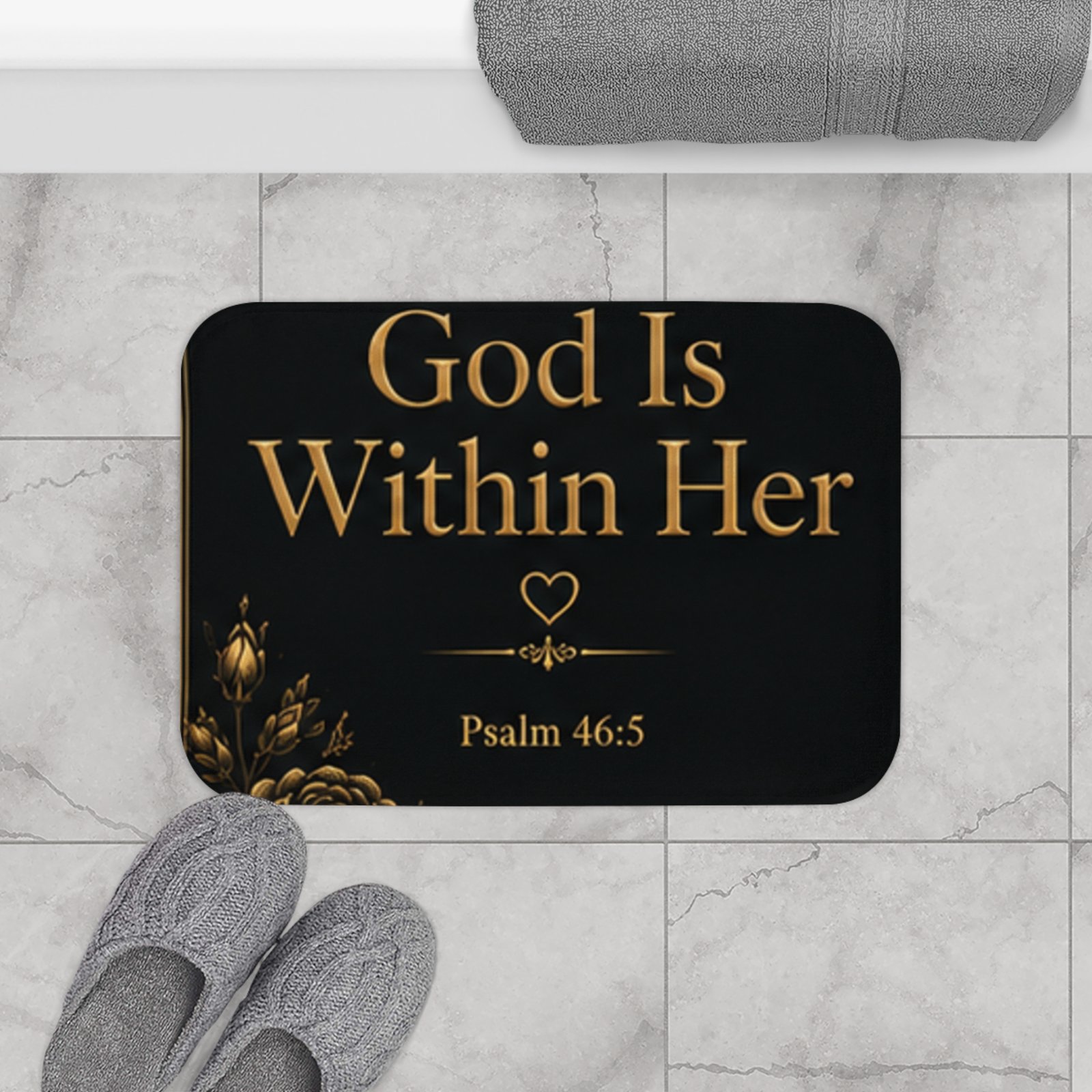God Is Within Her Christian Bath Mat - Image 4
