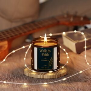 Walk by Faith Scripture Scented Candle (Multi-Size, Amber Jar)