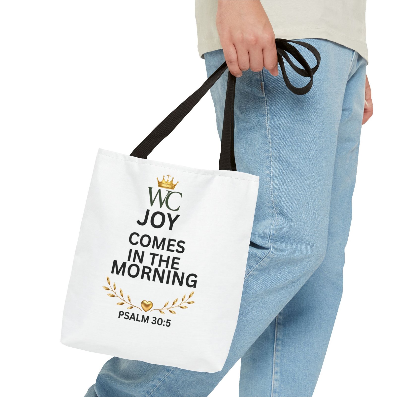 Joy Comes in the Morning Christian Tote Bag (AOP) - Image 3