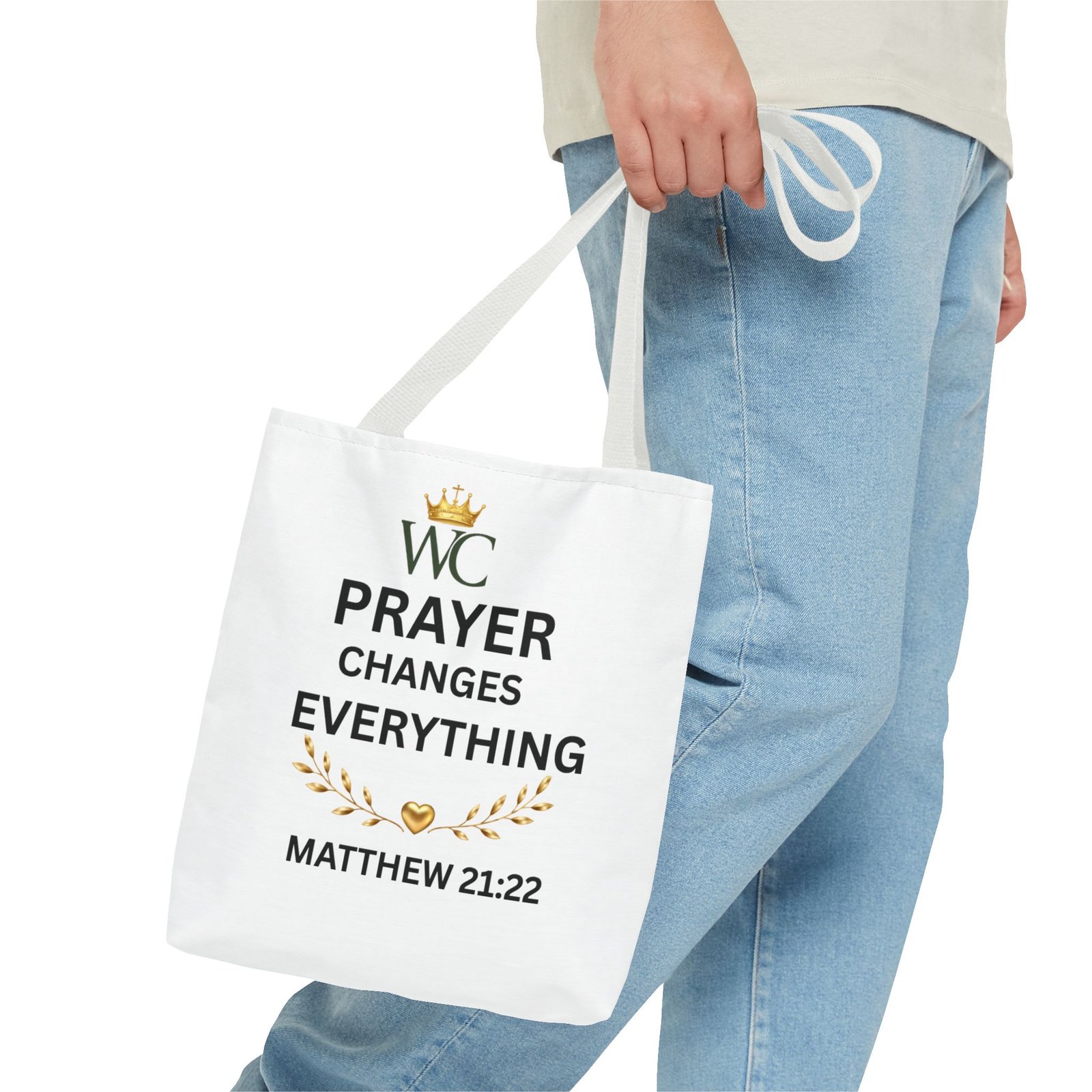 Prayer Changes Everything Tote Bag (AOP) - Image 11