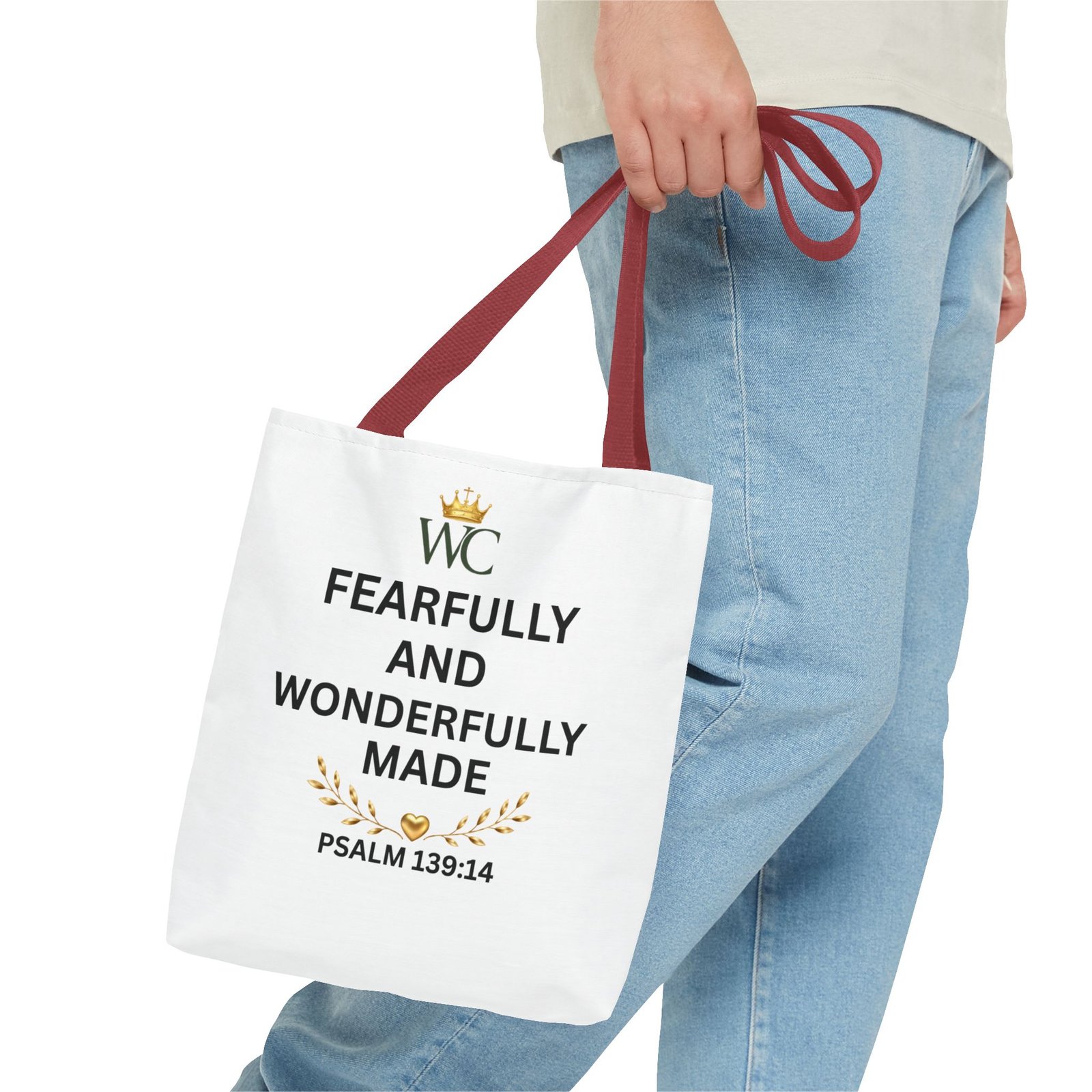 Fearfully & Wonderfully Made Christian Tote Bag (AOP) - Image 7