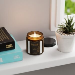 Be Still Scripture Scented Soy Candle (Multi-Size, Amber Jar)