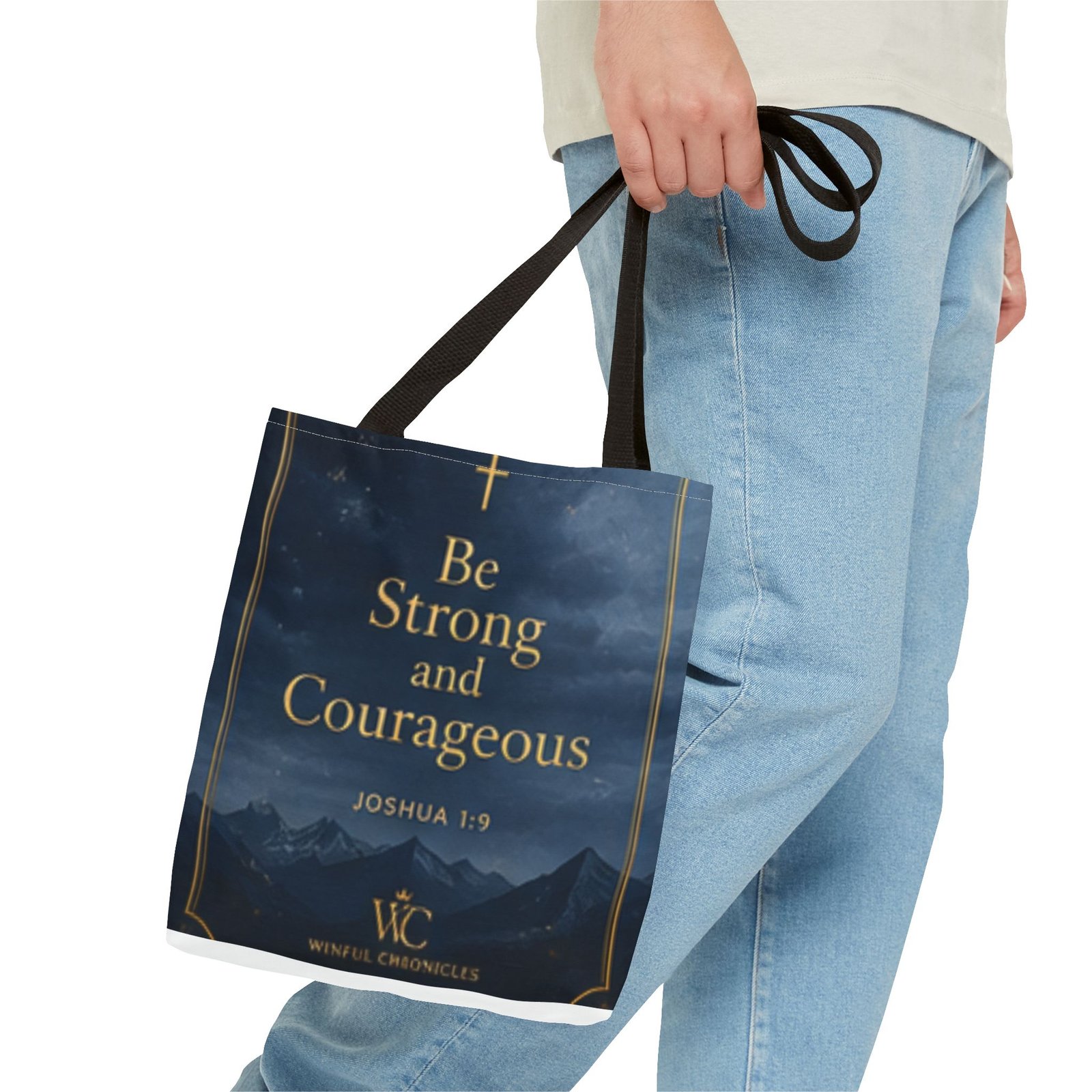 Be Strong and Courageous Tote Bag (AOP) - Image 3