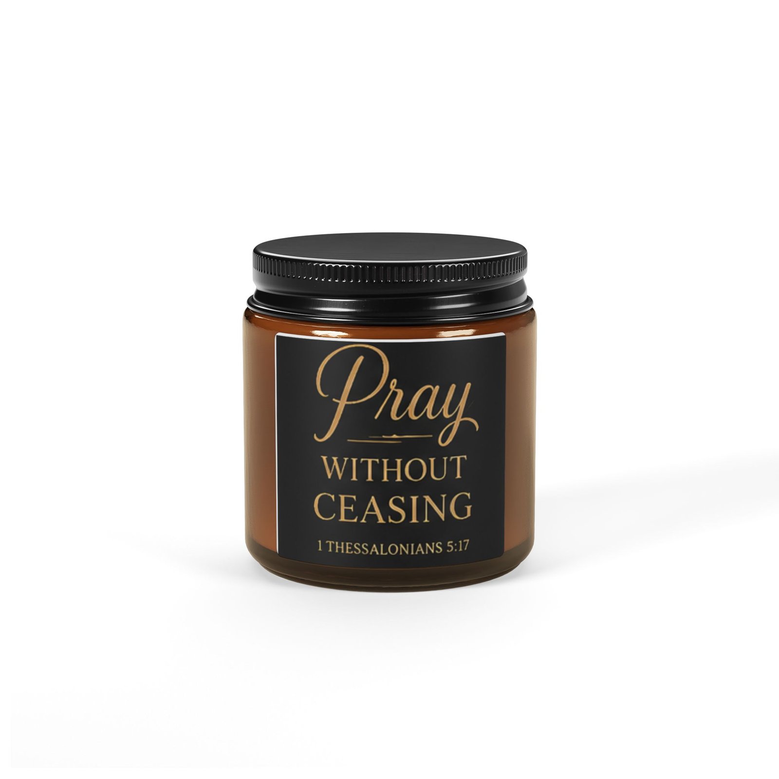 Pray Without Ceasing Scented Soy Candle (Multi-Size, Amber Jar) - Image 2