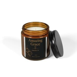 Amazing Grace Scripture Scented Soy Candle (Multi-Size, Amber Jar)