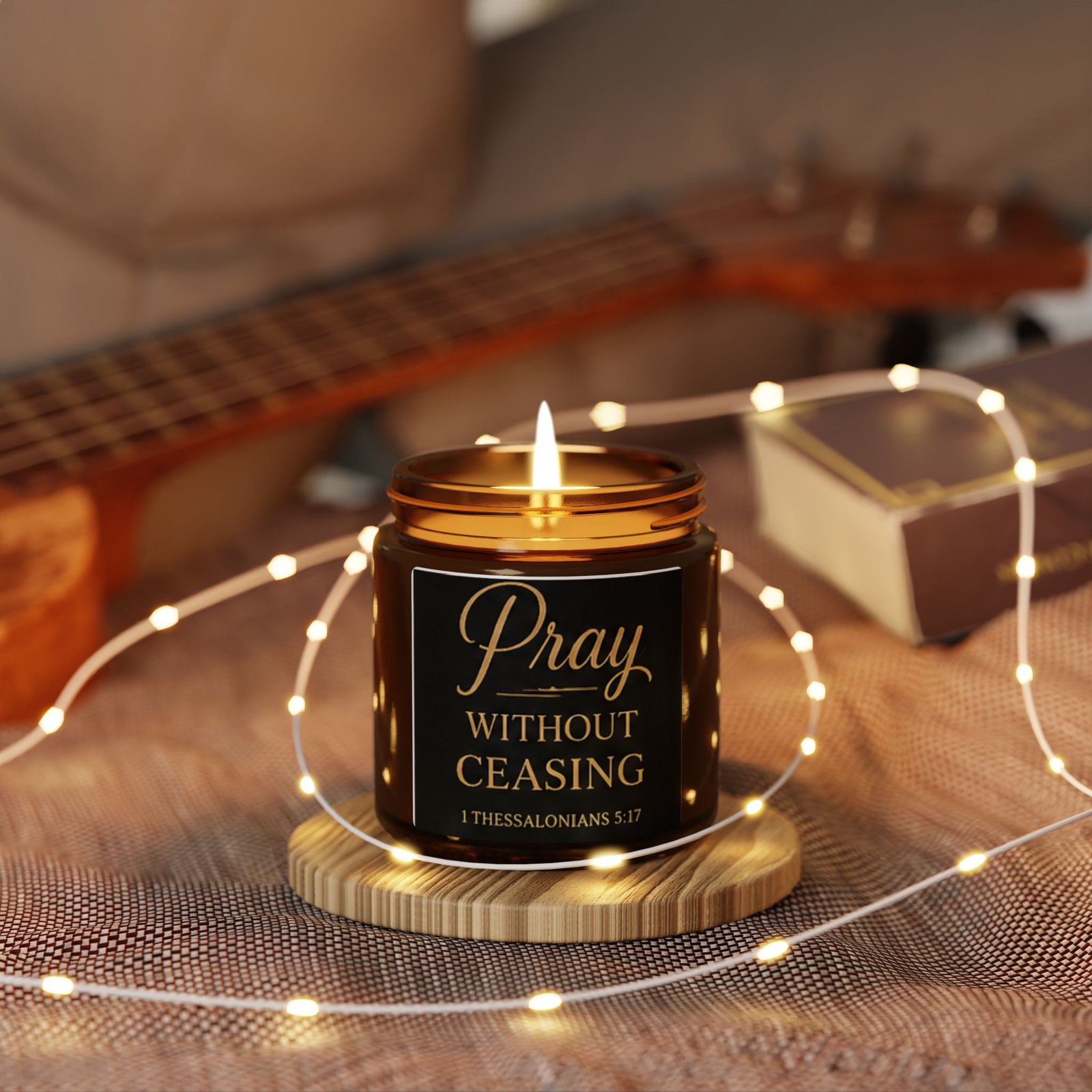 Pray Without Ceasing Scented Soy Candle (Multi-Size, Amber Jar)