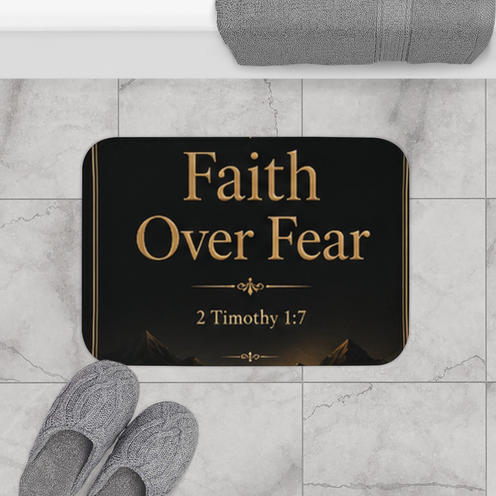 Faith Over Fear Christian Bath Mat - Image 4