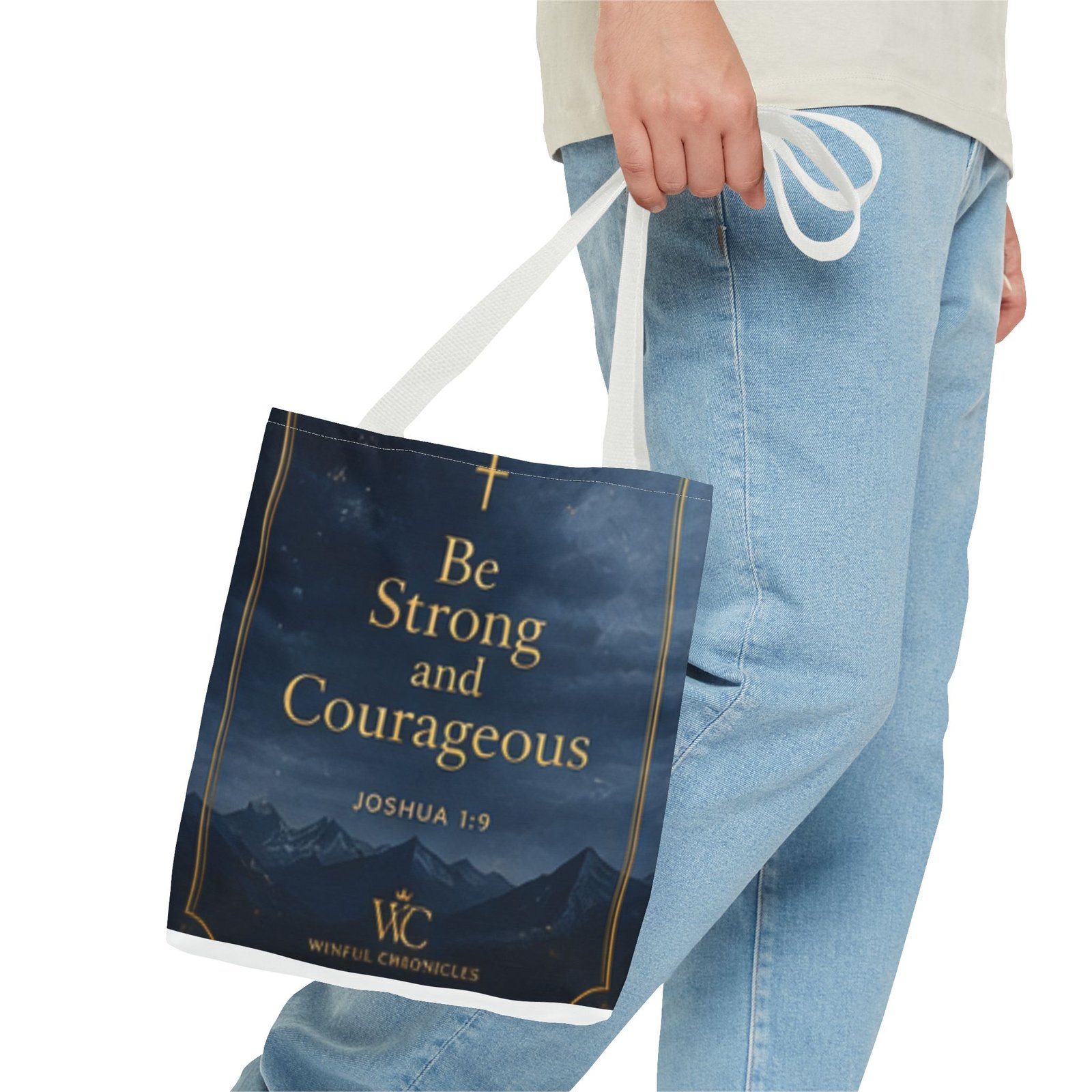 Be Strong and Courageous Tote Bag (AOP) - Image 11