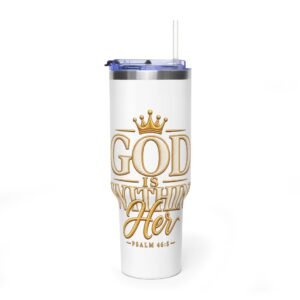 God Is Within Her Vacuum Thermal Tumbler