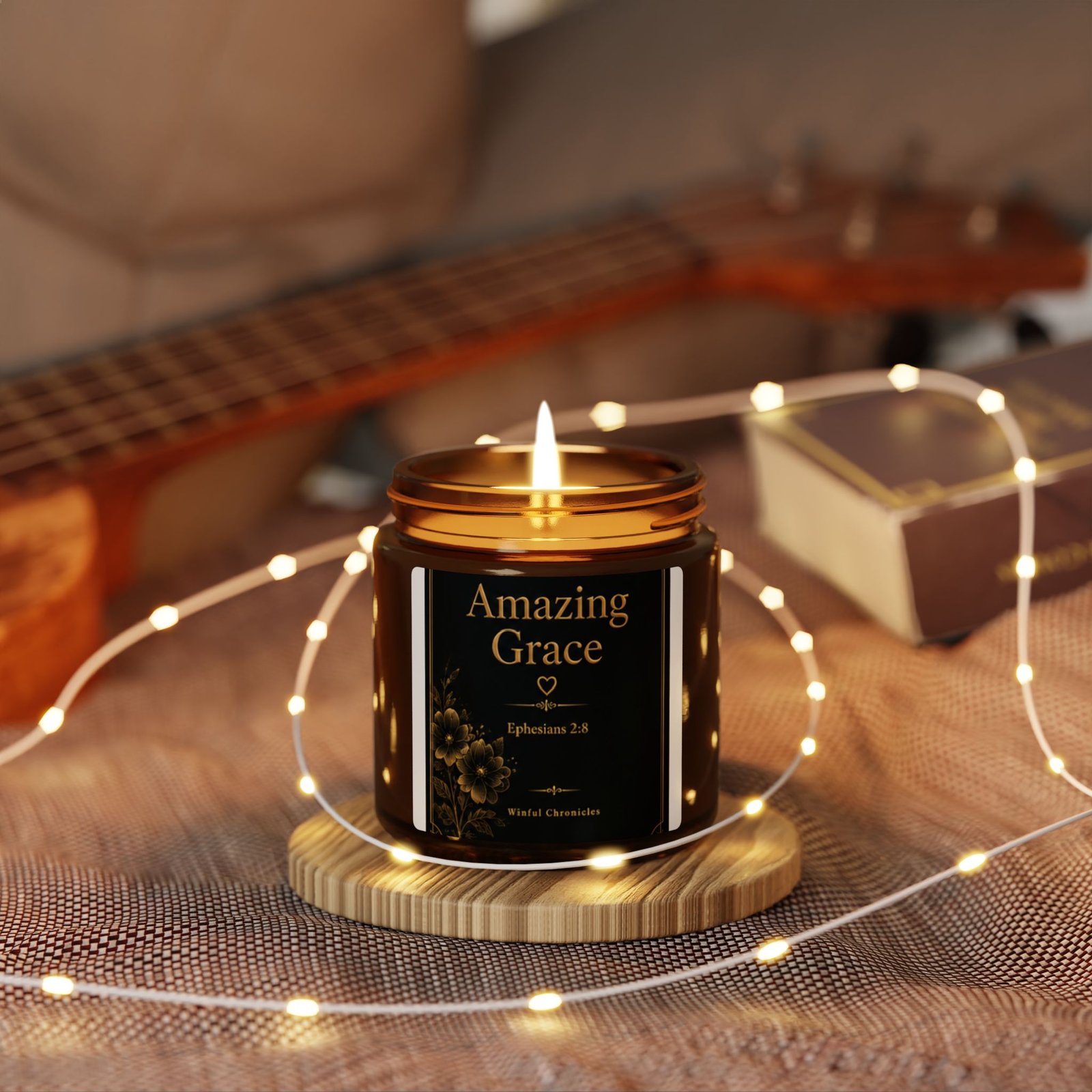 Amazing Grace Scripture Scented Soy Candle (Multi-Size, Amber Jar) - Image 3