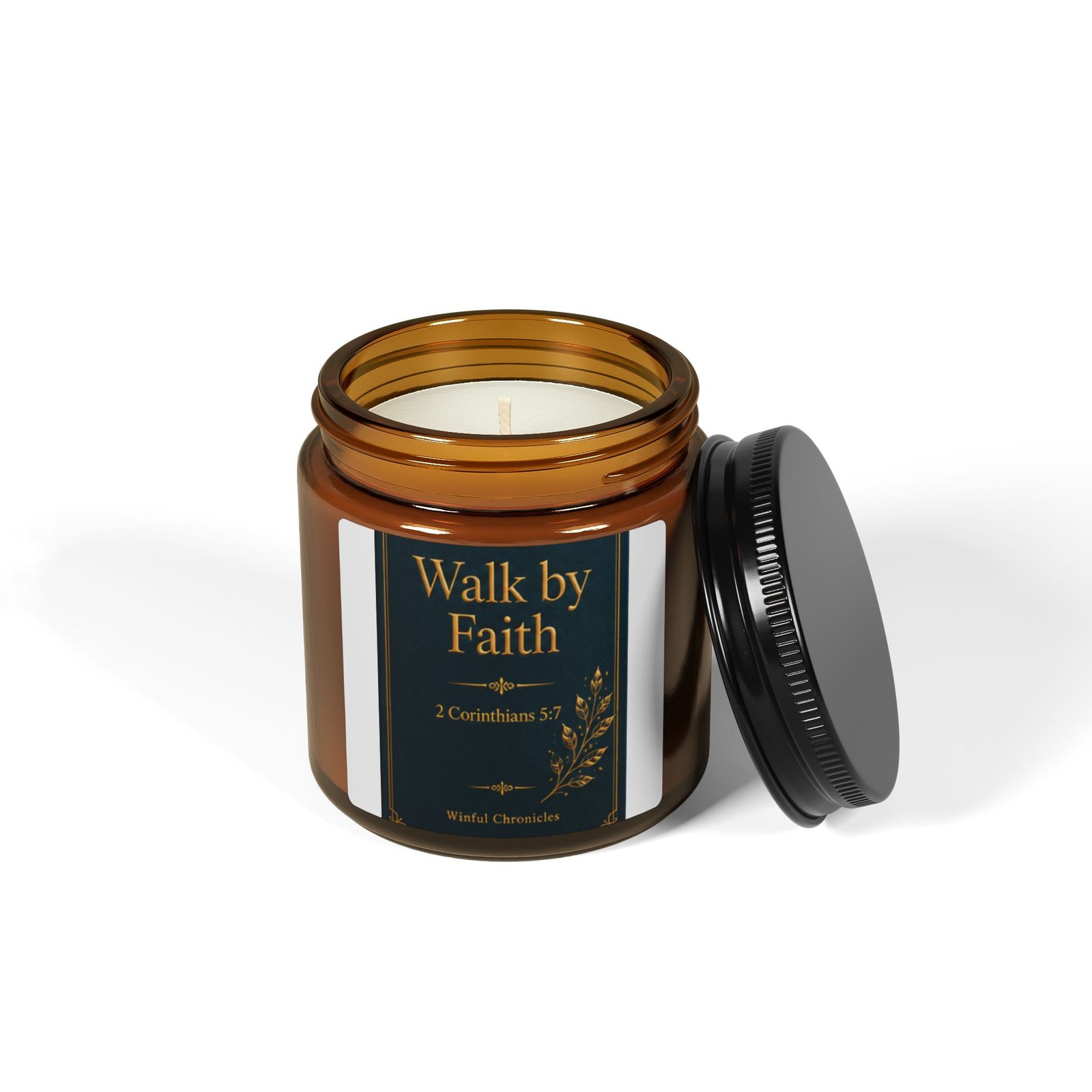 Walk by Faith Scripture Scented Candle (Multi-Size, Amber Jar) - Image 2