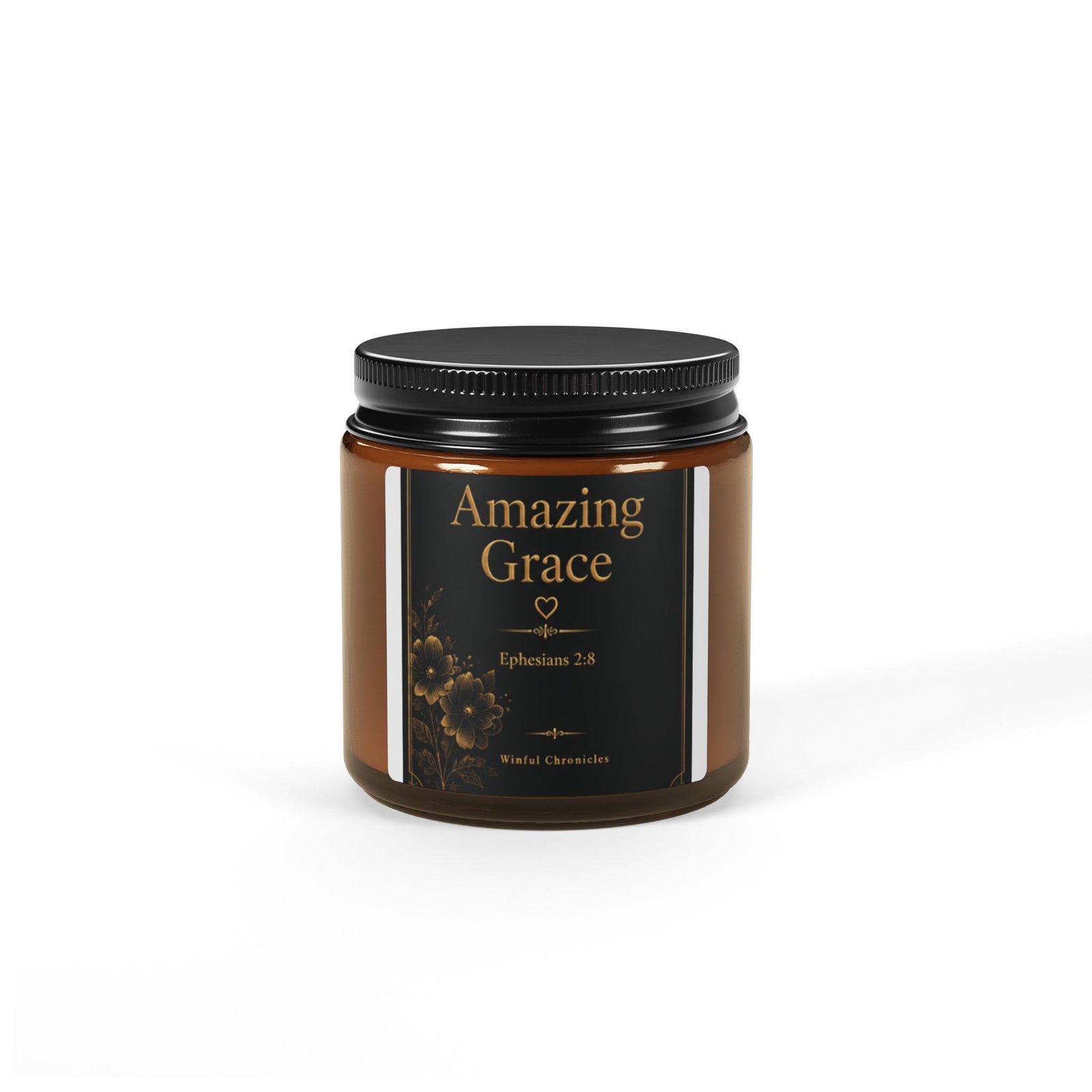 Amazing Grace Scripture Scented Soy Candle (Multi-Size, Amber Jar) - Image 2