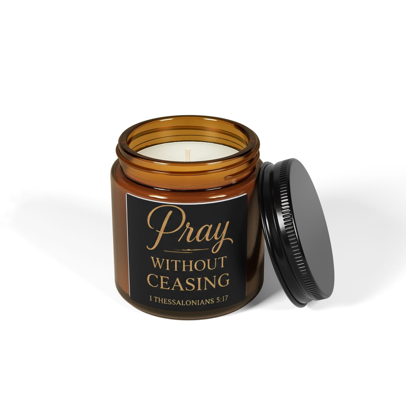 Pray Without Ceasing Scented Soy Candle (Multi-Size, Amber Jar) - Image 3