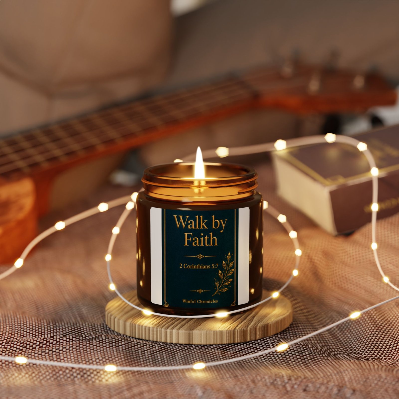Walk by Faith Scripture Scented Candle (Multi-Size, Amber Jar) - Image 3